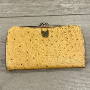 BOND STREET OSTRICH SKIN Coin Purse and Wallet. KISS LOCK. Vintage RARE